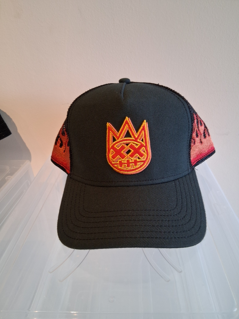 Cult of Individuality Black Trucker Hat with Red-Orange Flame Patch!